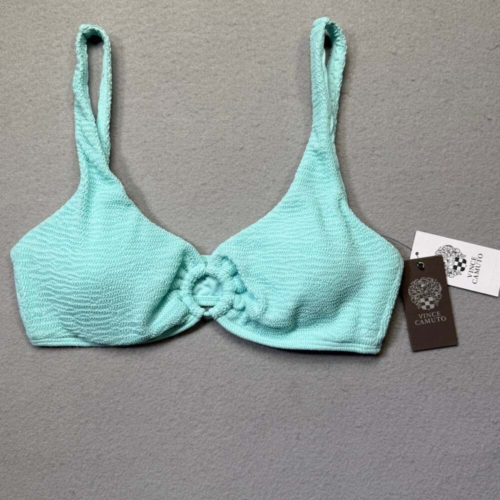 Vince Camuto Women's Textured O-Ring Bikini Top Oasis Medium $94